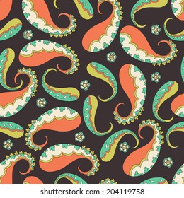 Colorful paisley endless pattern