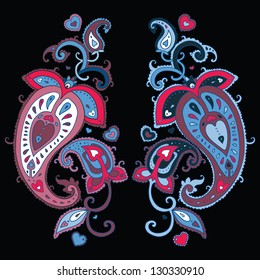Colorful Paisley.  Ethnic Hand Drawn ornament.  Vector illustration.
