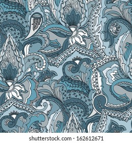 Colorful paisley pattern. Ethnic design. Seamless background, vector illustration