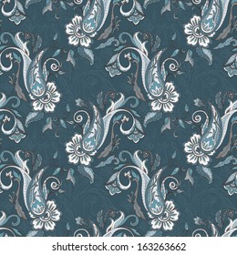 Colorful paisley pattern. Ethnic design. Seamless background, vector illustration