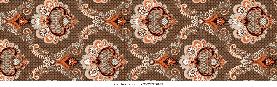 Patrón de paisley colorido para la materia textil, tela de la cubierta, papel de embalaje, Web. Fondo de pantalla de Vector étnico con Elementos decorativos.