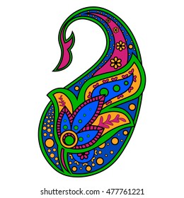 colorful paisley, Turkish cucumber, vector, For print on T-shirts, for cards and banners