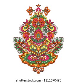 Colorful paisley vector decorative element isolated on white background