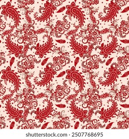 Bunte Paisley Tapete. Vektor Indonesische Batik. Heller klassischer indischer Stoff. Paisley Tapete. Ethnischer Hintergrund mit Paisley und stilisierten Blumen. für Textilien, Umschläge, Umhüllungspapier, Gewebe