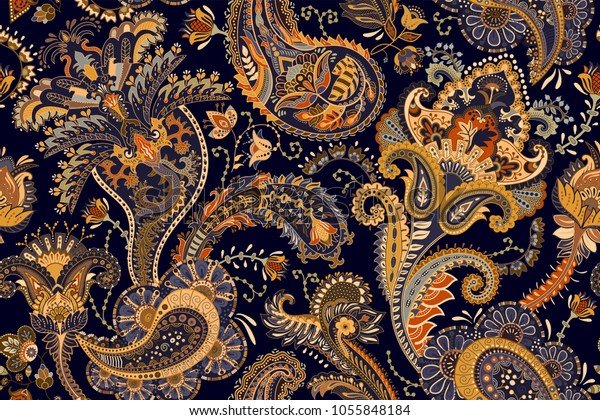 Kleurrijk Paisley Behang Vector Indonesische Batik Stockvector Rechtenvrij 1055848184