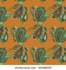 Colorful paisley-style vector seamless pattern.