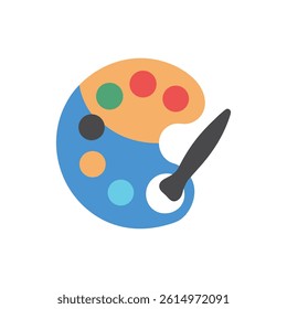 Colorful Palette with Brush: Artist Supplies and Colors