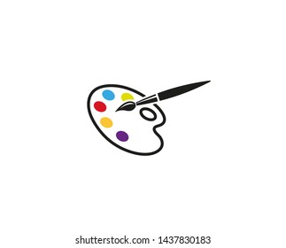 Colorful Palette Brush Logo Design Vector Symbol Illustration