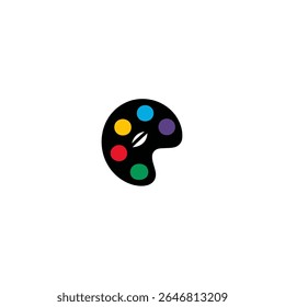 Colorful palette displays paints art supplies flat lay design