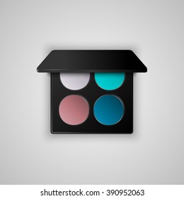 Colorful palette with eye shadows. Vector illustration.