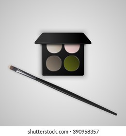 Colorful palette with eye shadows. Vector illustration.