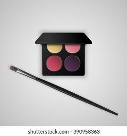 Colorful palette with eye shadows. Vector illustration.