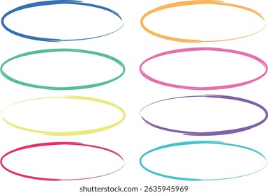 colorful palette marker outline doodle ovals set
