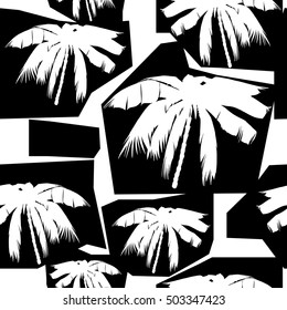 Colorful palm background Tropical pattern with palm trees. Hand drawn coconut background graphic design.