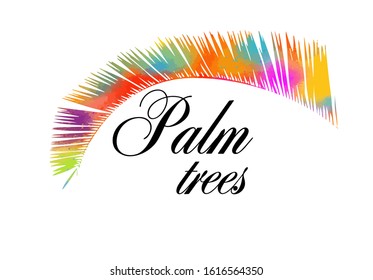 Colorful palm leaf. Mixed media. Hello summer. Vector illustration