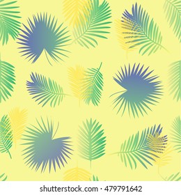 colorful palm leaf pattern with yellow background
