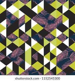 Colorful palm leaves with triangle geometric