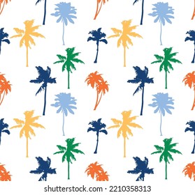 colorful palm tree pattern in vector, Leaves of palm tree. Seamless pattern. Vector background.