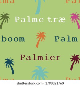 Colorful palm tree and text repeat pattern print