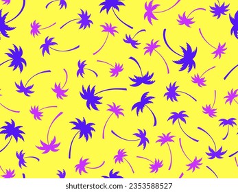 Colorful palm trees seamless pattern. Tropical jungle pop art style, exotic background for advertising, postcards, poster and banner. Vector illustration