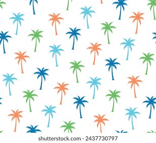 colorful palm trees, summer vector pattern