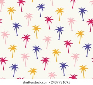 colorful palm trees, vector summer vector pattern