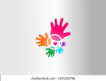 Colorful palms vector illustration. simple modern logo.  Palm shape vector  illustration.