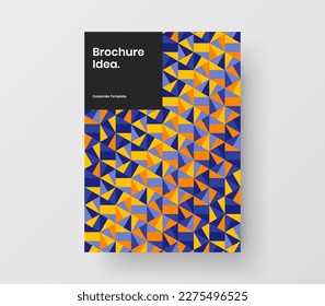 Ilustración de diseño del vector A4 del folleto colorido. Diseño original del folleto de azulejos geométricos.