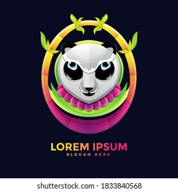 Colorful Panda Bamboo Logo Template