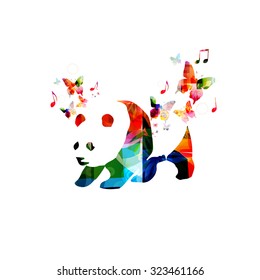Colorful panda design with butterflies