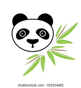 Colorful Panda vector icon with bamboo. Isolated on white background
