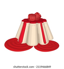 Colorful Panna Cotta with Raspberries. Sweet Italian Dish isolated on White Background. Vector 3D Realistic Illustration. 
