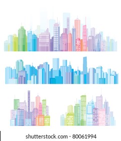 Colorful panorama of cities.