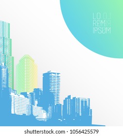 Colorful panorama city. Vector art