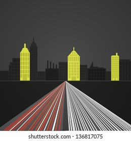 Colorful panorama city vector background