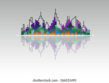 Colorful panorama city vector background