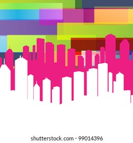 Colorful panorama city vector background with space for text