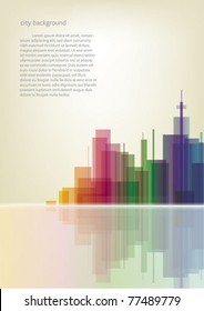 Colorful panorama city vector vertical background