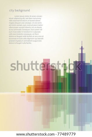 Colorful panorama city vector vertical background