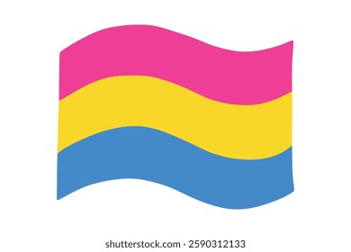 Colorful Pansexual pride flag Happy pride day LGBTQ community Pride Month Vector hand drawn doodle for posters, stickers, logo, cards