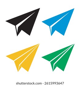  Colorful Paper Airplane Icon Set, Paper Plane sign. Airplane symbol. Travel icon. Flight flat label