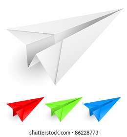 Colorful paper airplanes. Illustration on white background for design.