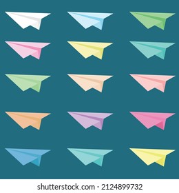 Colorful paper airplanes on a blue background