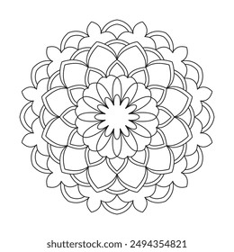 Colorful paper art mandala against a teal background for coloring book page