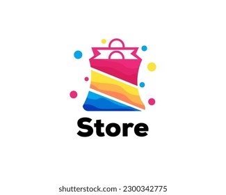 colorful paper bag promo discount shop icon symbol logo design template illustration inspiration