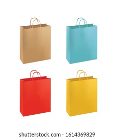 Colorful paper bag set. vector illustration