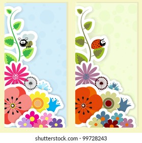 Colorful paper banner with flowers