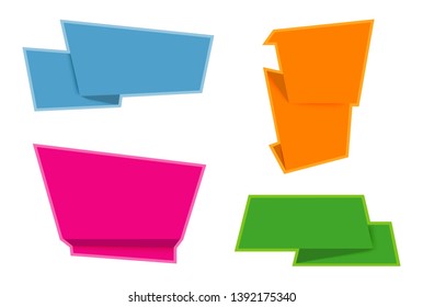 Colorful paper banners.Origami banners set.