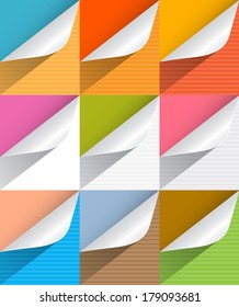 Colorful Paper Bent Corners Illustration Set