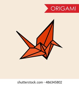 Colorful paper bird origami vector isolated illustration 
